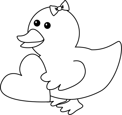Black And White Valentineu0027S Day Duck - Duck Black And White, Transparent background PNG HD thumbnail