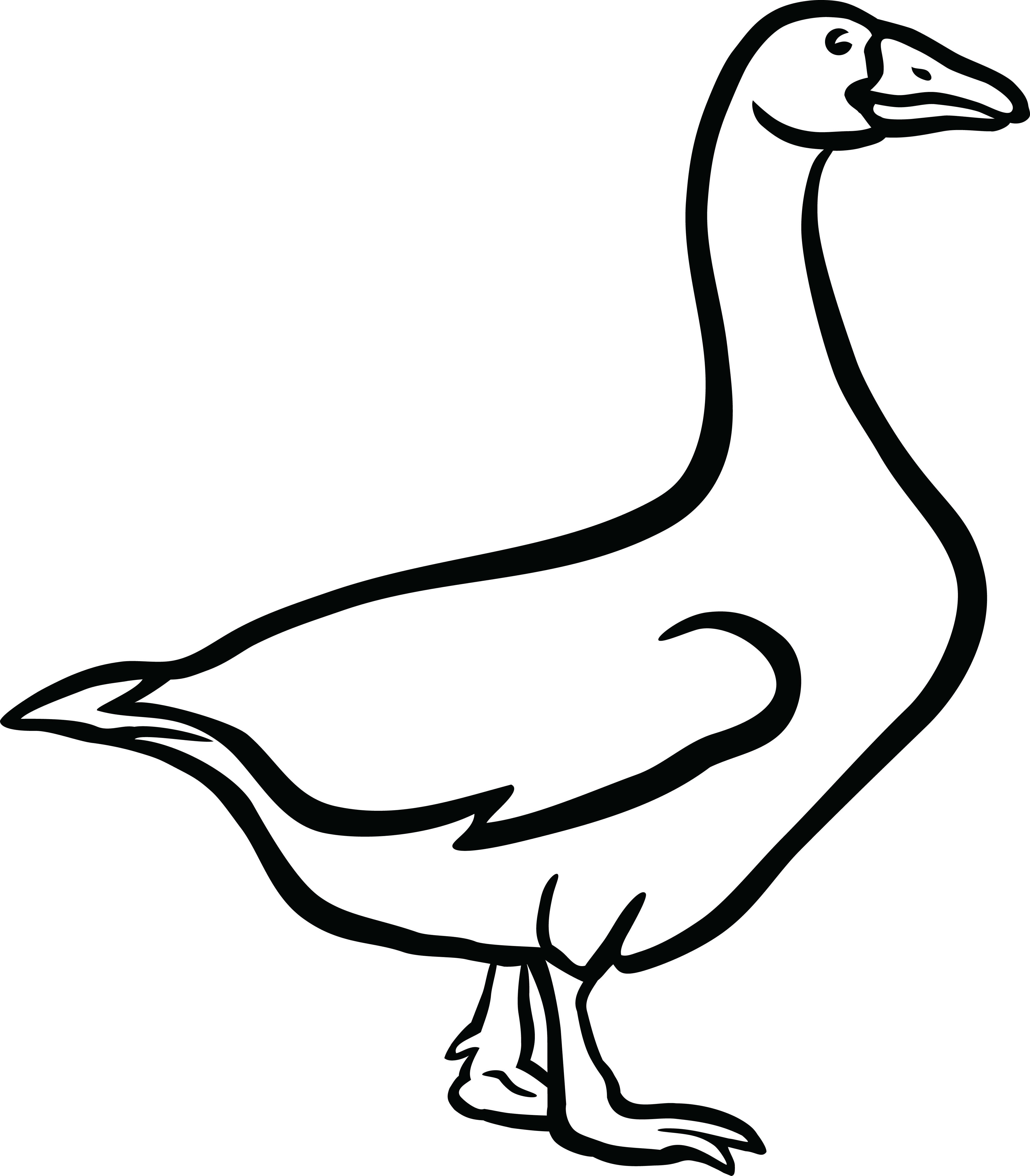 Free Clipart Of A Goose In Black And White #0001743 . - Duck Black And White, Transparent background PNG HD thumbnail