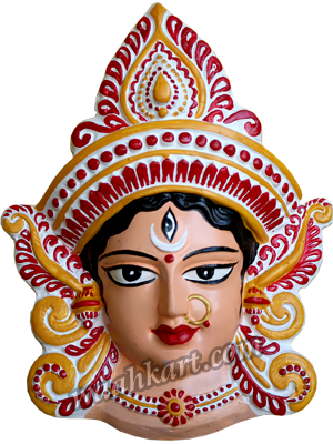 Vibrant Look, Divine Durga Mata Face Wall Hanging - Durga, Transparent background PNG HD thumbnail