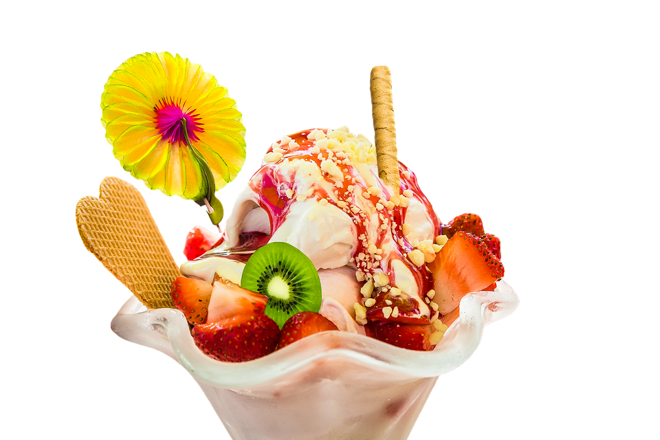 Essen, Eis, Eisbecher, Eiscreme, Kalt, Obst, Erdbeeren - Eis Essen, Transparent background PNG HD thumbnail