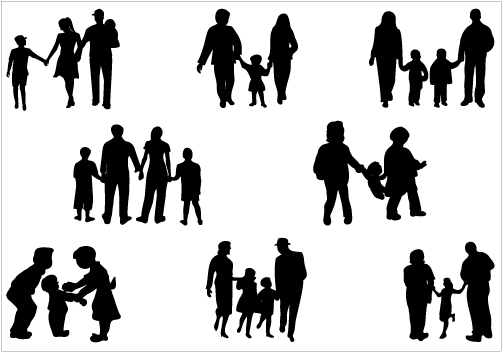Family Silhouette Cliparts #2631628 - Family Of 6, Transparent background PNG HD thumbnail