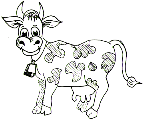 500X418 How To Draw Cartoon Cows Farm Animals Step By Step Drawing - Farm Animals Black And White, Transparent background PNG HD thumbnail