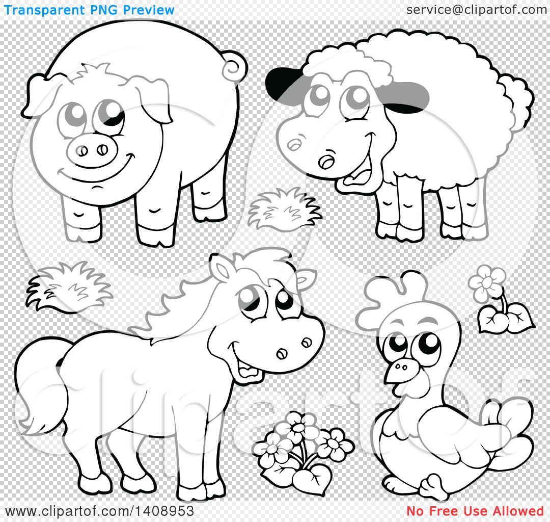 Png File Has A Hdpng.com  - Farm Animals Black And White, Transparent background PNG HD thumbnail