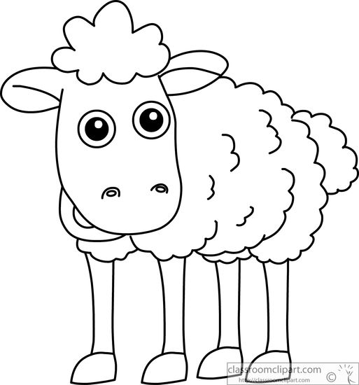 Sheep Cartoon Clipart Black White Outline 914.jpg - Farm Animals Black And White, Transparent background PNG HD thumbnail