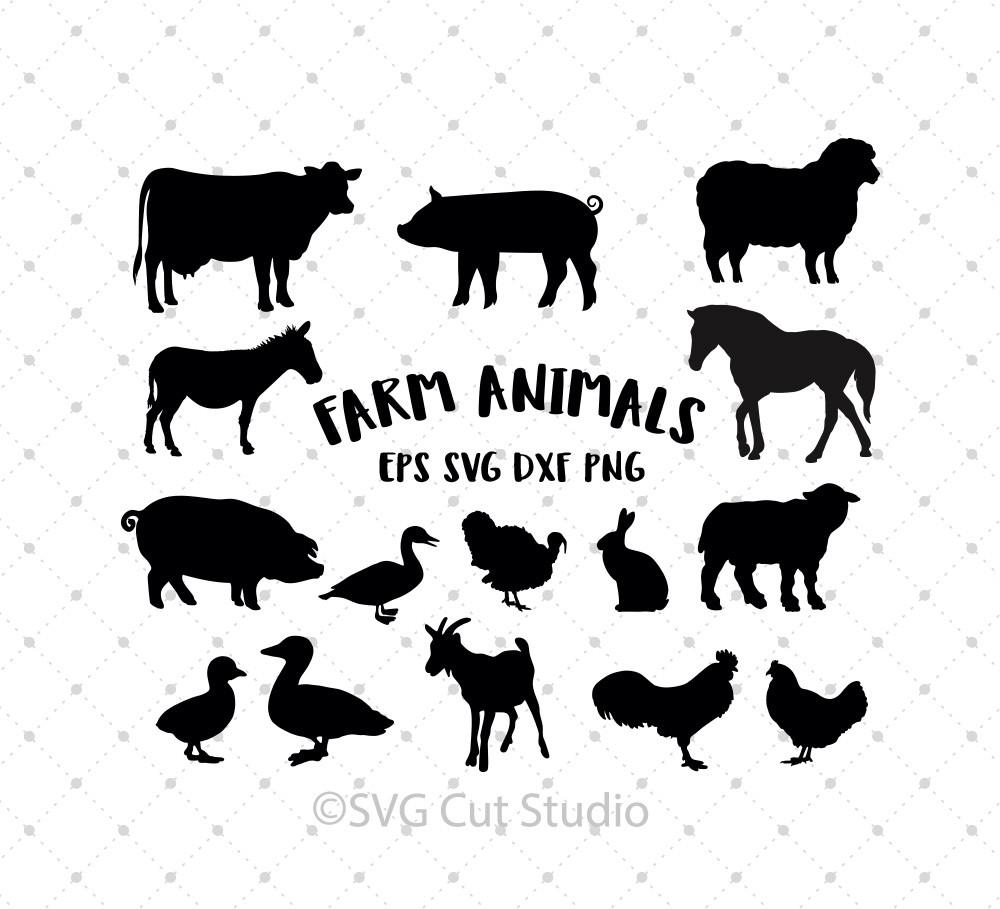 Svg Files For Cricut Farm Animals Svg Cut Files Silhouette Studio3 Files Png Clipart Free Svg - Farm Animals Black And White, Transparent background PNG HD thumbnail