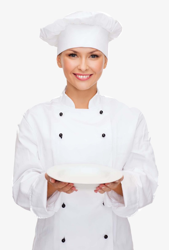 Stock image of female chef is