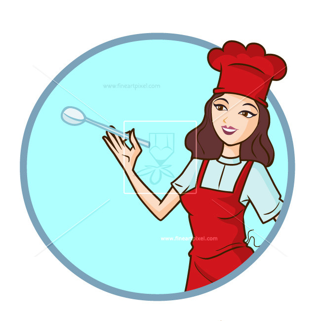 Stock image of female chef is