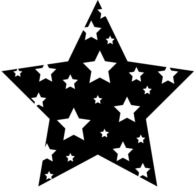 Cartoon | Black And White Starry Star   Png Free Clip Art - Black And White, Transparent background PNG HD thumbnail