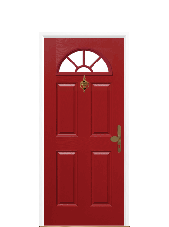 4 Panel Sunburst Red Composite Front Door - Front Door, Transparent background PNG HD thumbnail