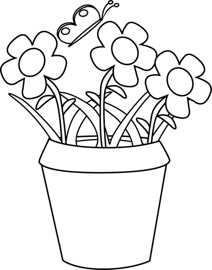 Black And White Gardening Flower Pot - Garden Black And White, Transparent background PNG HD thumbnail