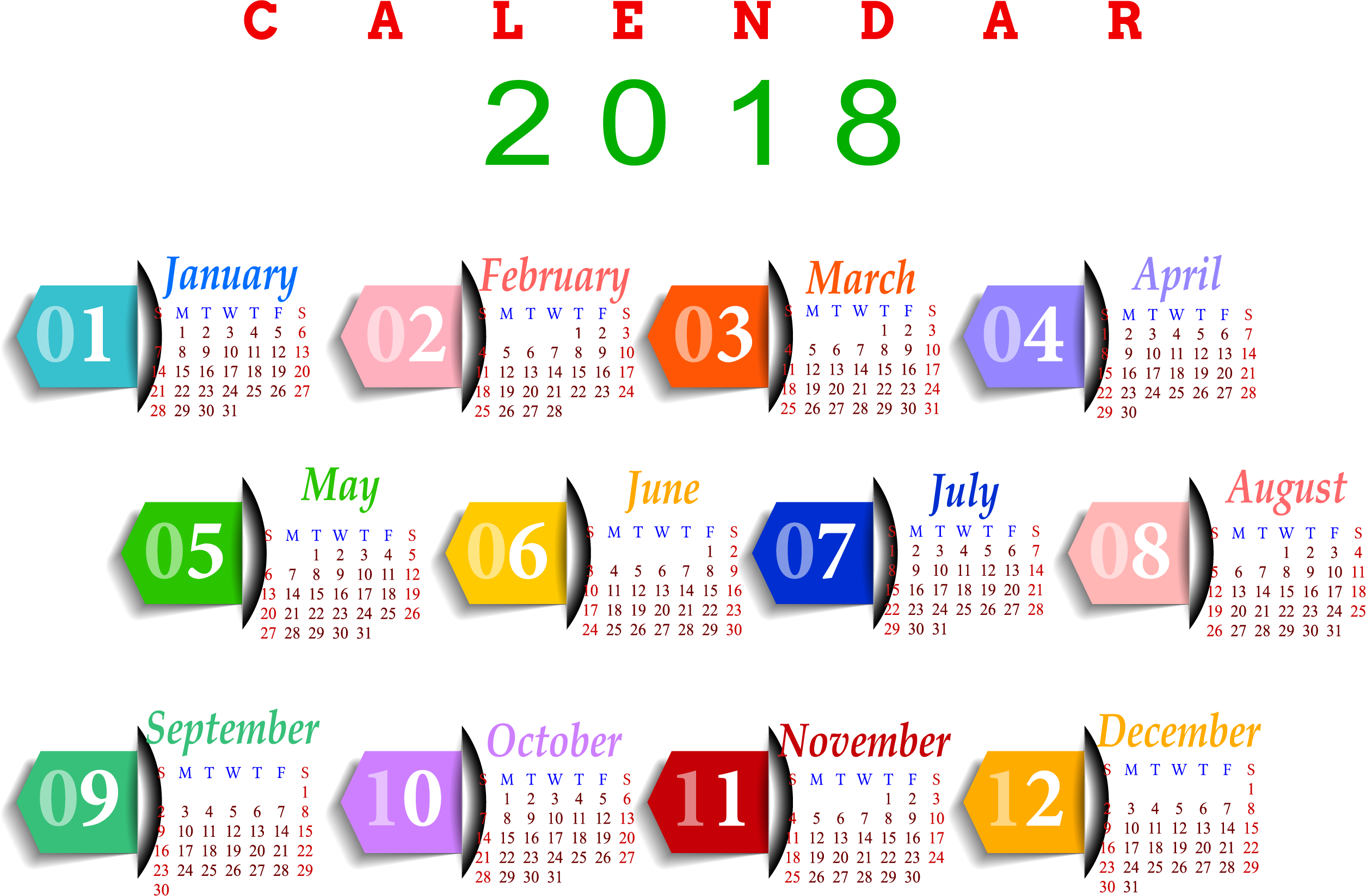 2018 Calendar Png Image - Calendar, Transparent background PNG HD thumbnail