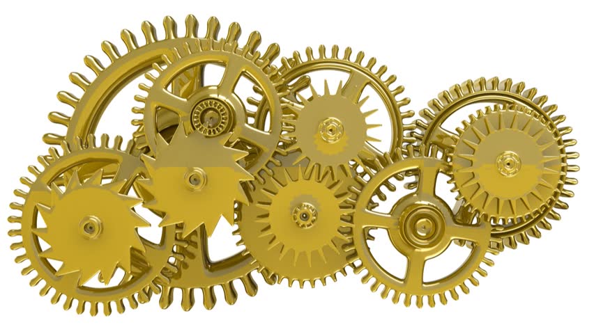 Isolated Rotating Golden Gears. 1080 Hd. Looped. Alpha Channel Included.   Hd - Gears Cogs, Transparent background PNG HD thumbnail