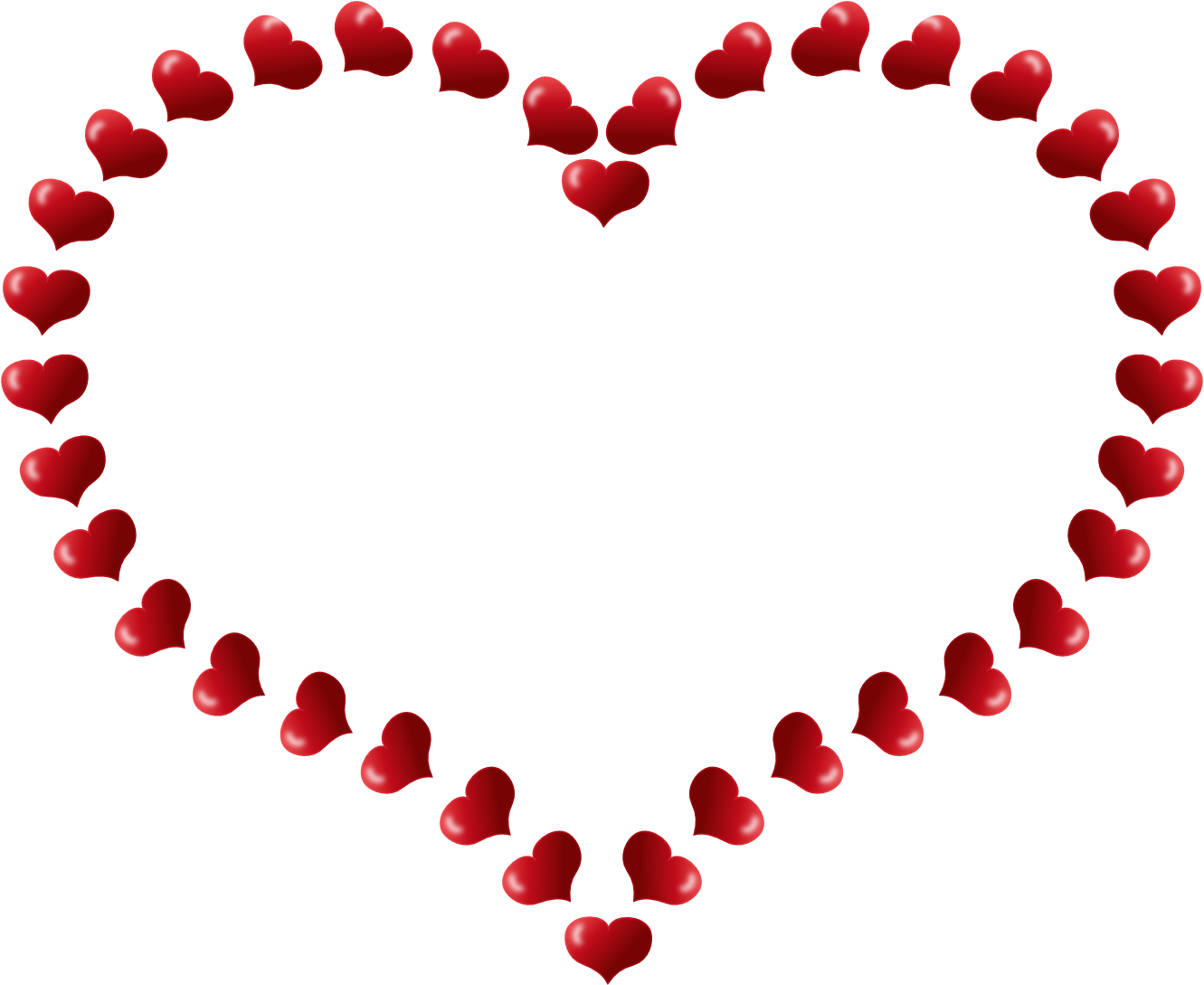 Mothers Day Red Heart Shaped Border With Little Hearts Flowers - Hearts And Flowers, Transparent background PNG HD thumbnail