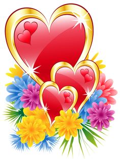 Valentine Hearts With Flowers Png Clipart Picture. - Hearts And Flowers, Transparent background PNG HD thumbnail