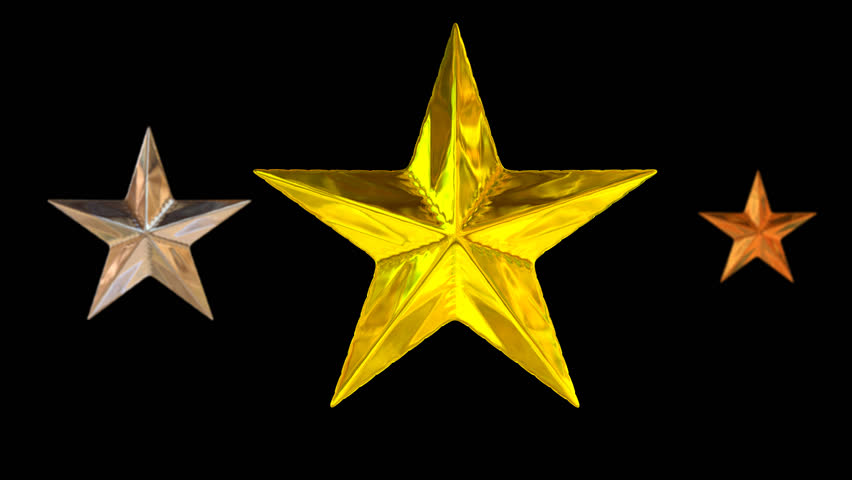 Animated Spinning Gold (In Main Focus), Silver And Bronze Stars Against Transparent Background - Images Of Stars, Transparent background PNG HD thumbnail