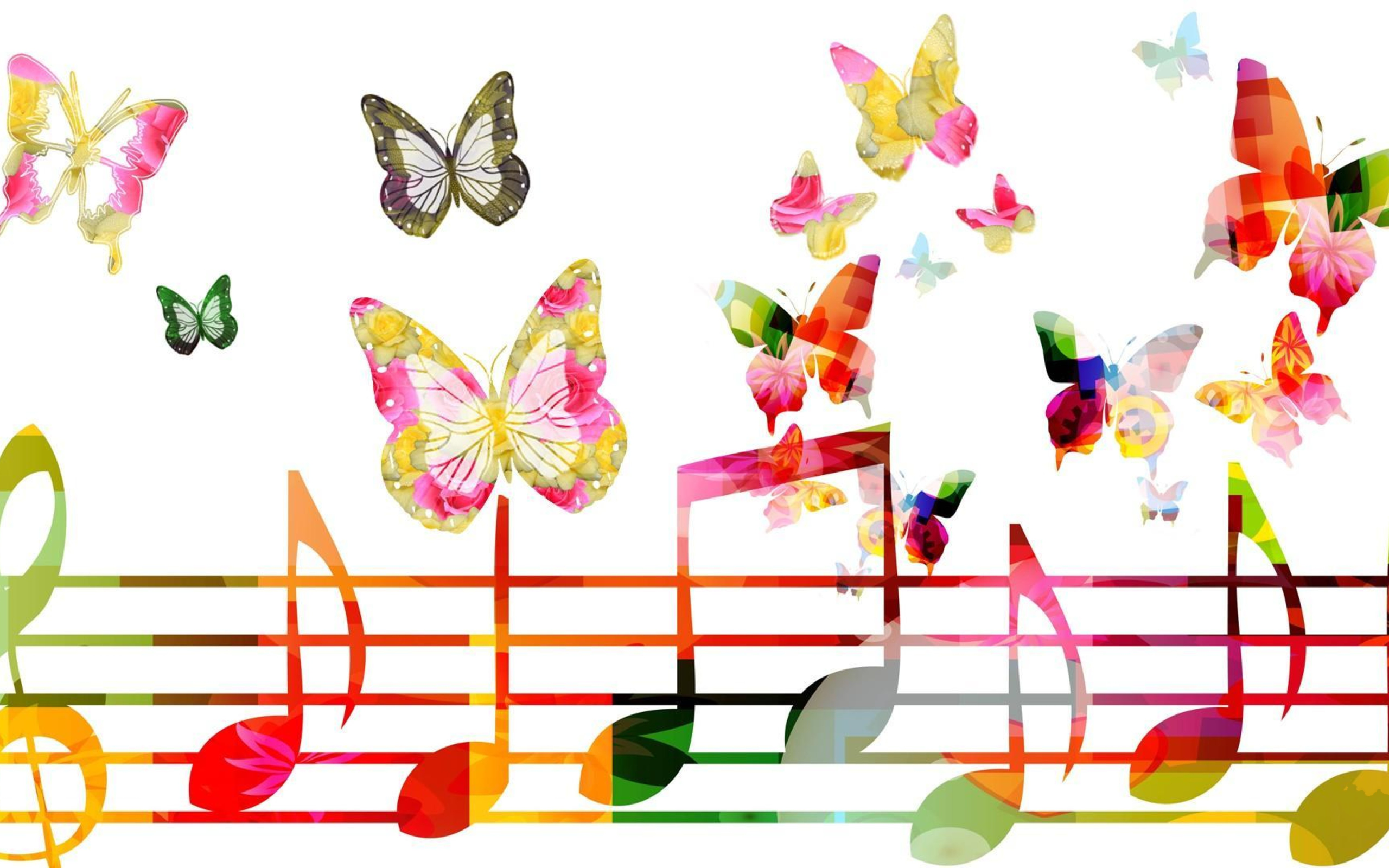 Müzik   Sanatsal Soyut Müzik Kelebek Renkler Colorful Musical Note Duvarkağıdı - Music Notes, Transparent background PNG HD thumbnail
