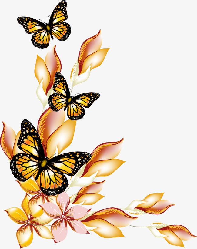 Flowers And Butterflies Borders Vector, Flowers And Butterflies Border, Vector Flowers Butterfly Border Free Png And Vector - Of Butterflies And Flowers, Transparent background PNG HD thumbnail