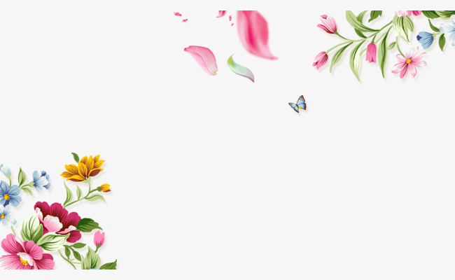 Hand Painted Flowers Butterfly Border Texture, Hand Painted, Flowers, Butterfly Free Png And Psd - Of Butterflies And Flowers, Transparent background PNG HD thumbnail