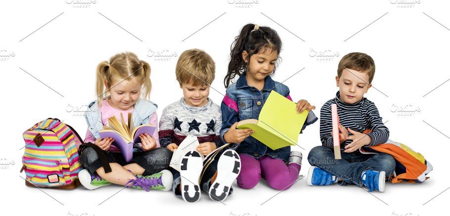 Little Kids Reading (Png)   People - Of Kids Reading, Transparent background PNG HD thumbnail