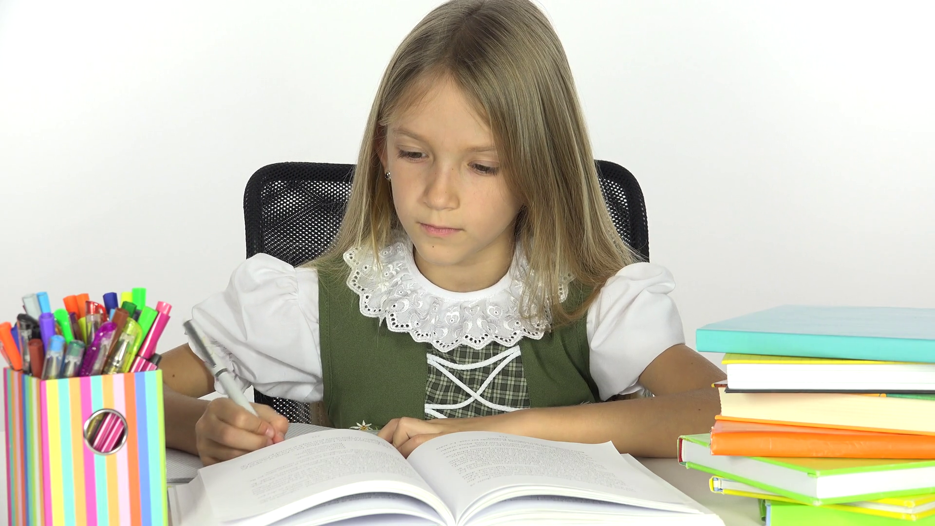 4K School Girl Reading, Student Child Writing, Office View And Learning Kid Stock Video Footage   Videoblocks - Of Students Reading, Transparent background PNG HD thumbnail