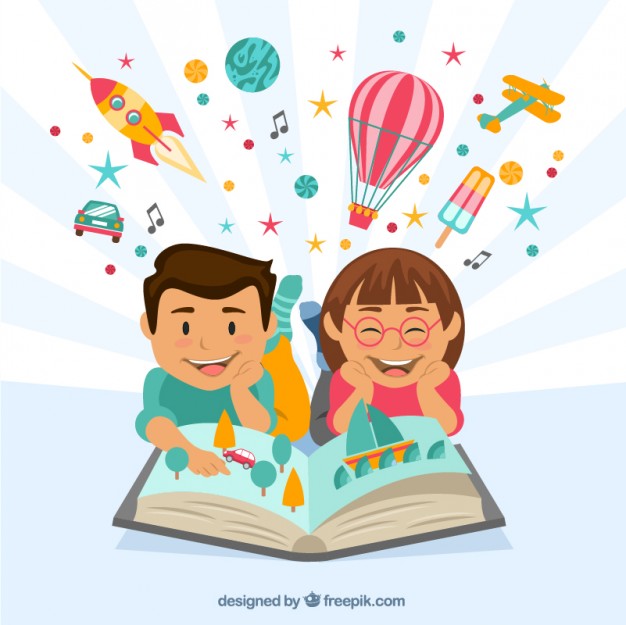 Happy Children Reading A Imaginative Book - Of Students Reading, Transparent background PNG HD thumbnail