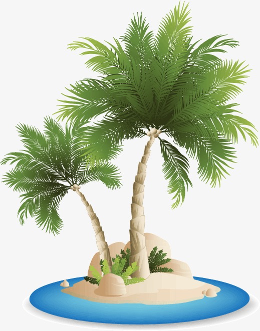 Background Beach Coconut Tree Vector Material, Ocean, Blue, Sandy Beach Png And Vector - Palm Tree Beach, Transparent background PNG HD thumbnail