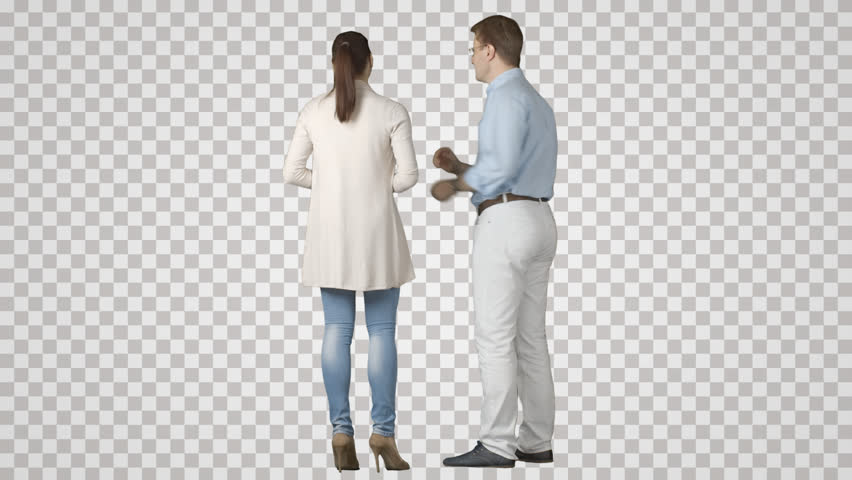 Two Young Men U0026 Woman Stand Side By Side, Talk, Show. Footage With - Person, Transparent background PNG HD thumbnail