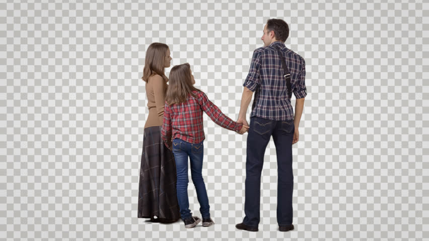 3 People: Man, Woman U0026 Girl Stand Side By Side, Wait, Talk - Pictures Of People, Transparent background PNG HD thumbnail