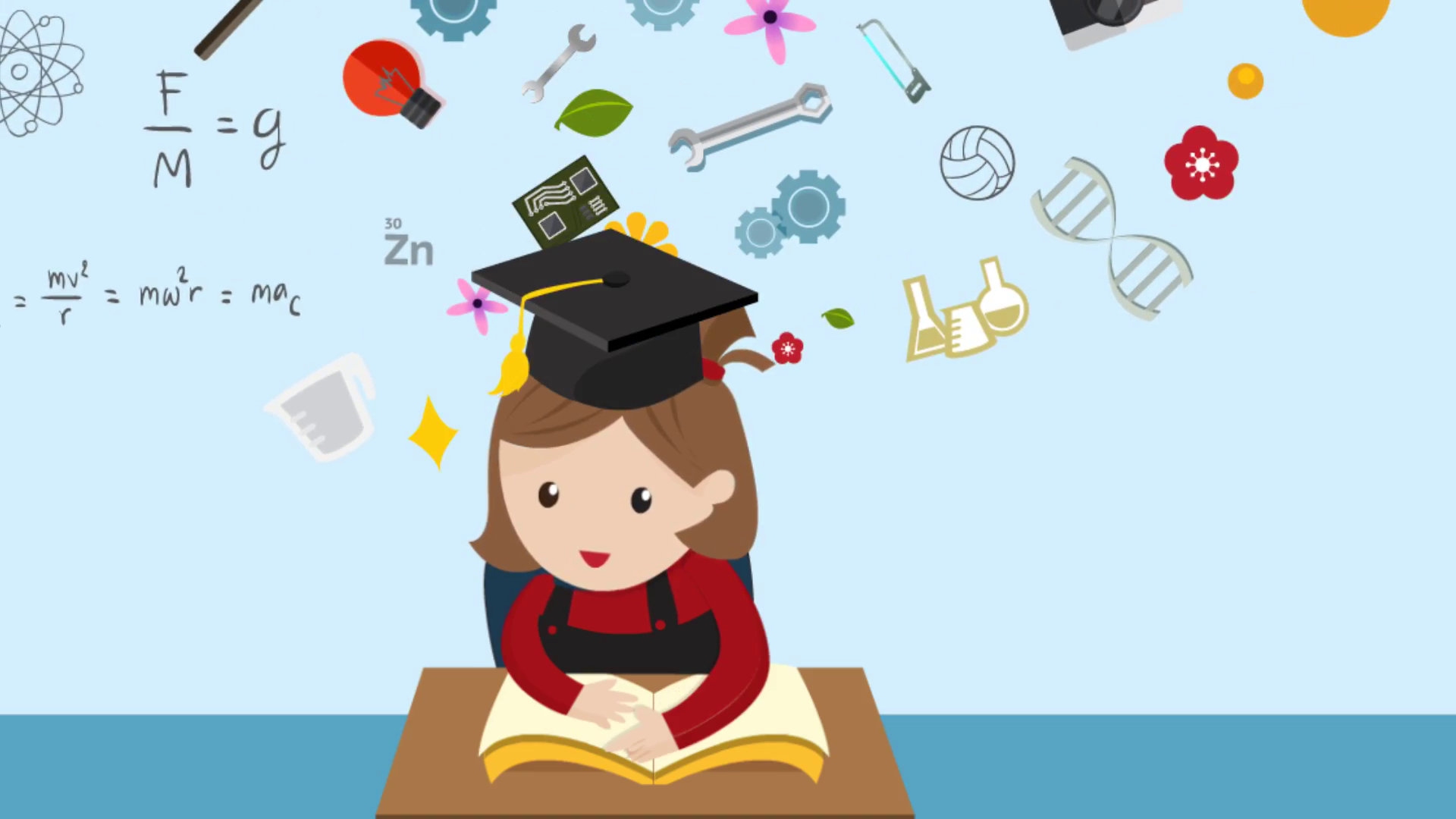 Cartoon Animation Of A Girl Student Is Reading Education Book On Her Desk In Class With - Student Reading, Transparent background PNG HD thumbnail