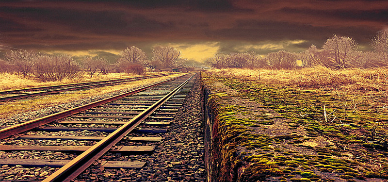Art Retro Background Train Tracks, Train Tracks, Desolate, Fall, Background Image - Train Tracks, Transparent background PNG HD thumbnail