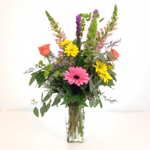 A Beautiful Designer Choice Bouquet Of Assorted Colors Of California Grown Flowers In A Vase. - Vase Of Flowers, Transparent background PNG HD thumbnail