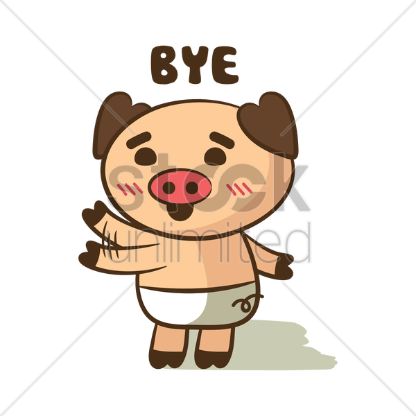 Cartoon pig waving goodbye vector graphic, PNG HD Waving Goodbye - Free PNG