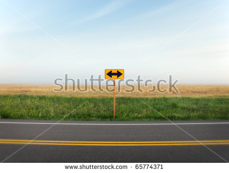 A Road Sign With Arrows Pointing In Two Directions Along A Quiet Country Road. - Horizontal Road, Transparent background PNG HD thumbnail