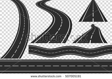 Set Of New Asphalt Roads, Vertical And Horizontal Roads, Highway, Vector Eps10 Illustration - Horizontal Road, Transparent background PNG HD thumbnail
