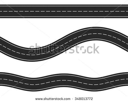 Three Horizontal Asphalt Roads On White Background, Vector Eps10 Illustration - Horizontal Road, Transparent background PNG HD thumbnail