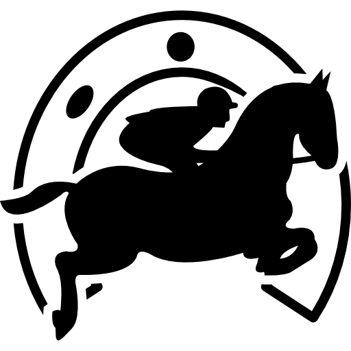 Jumping Horse With Jockey In Front Of A Horseshoe Free Icon - Jockey, Transparent background PNG HD thumbnail