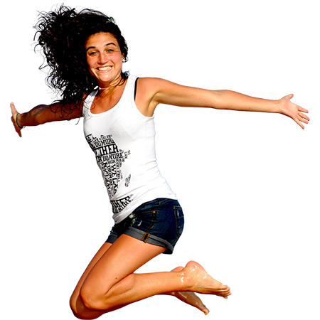 This Girl In A Tank Top And Jean Shorts Is Jumping For Joy In The Summertime - Jumping For Joy, Transparent background PNG HD thumbnail