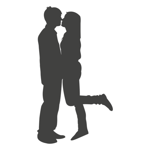 Romantic Couple Kissing Silhouette - Kissing Couple, Transparent background PNG HD thumbnail