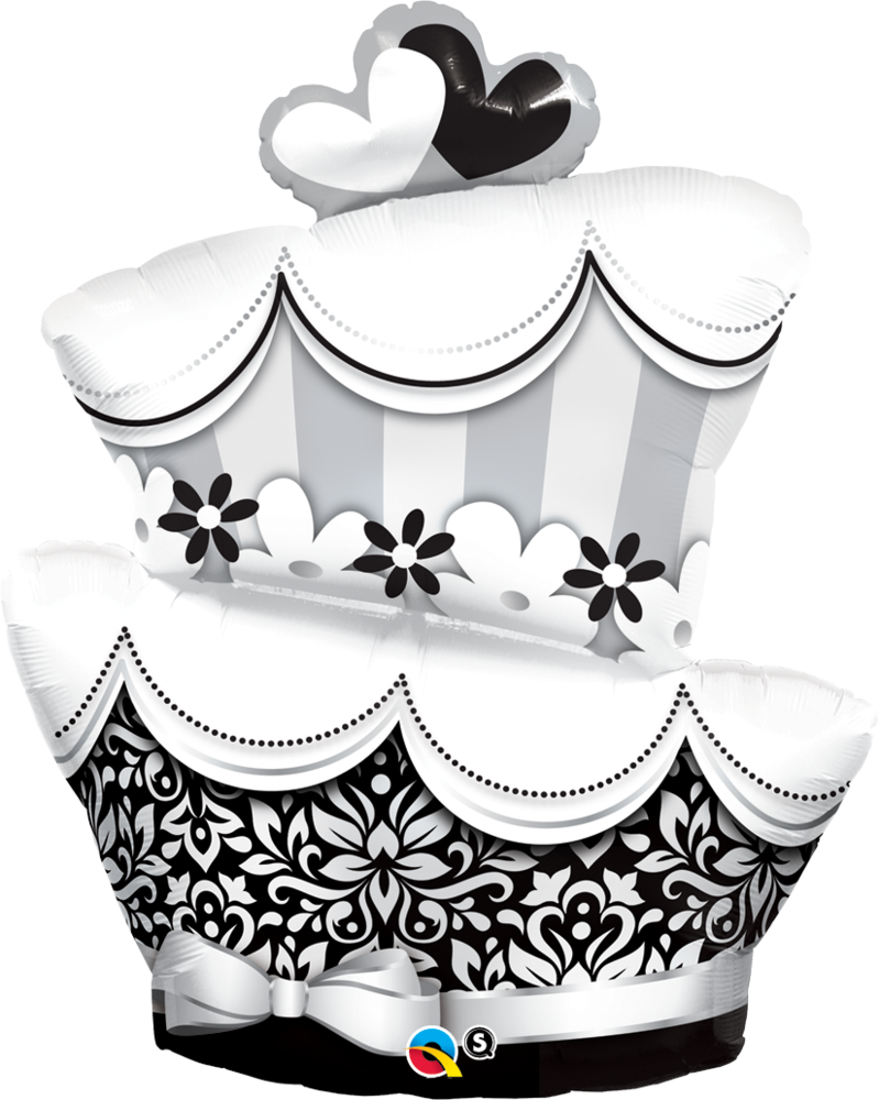 Folienballon, Torte, Schwarz/weiß.   41 - Kuchen Schwarz Weiss, Transparent background PNG HD thumbnail
