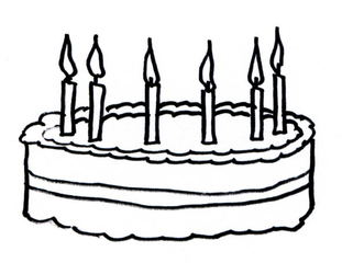 Torte   Torte, Kerze, Sechs, Geburtstag, Feiern, Anlaut T - Kuchen Schwarz Weiss, Transparent background PNG HD thumbnail