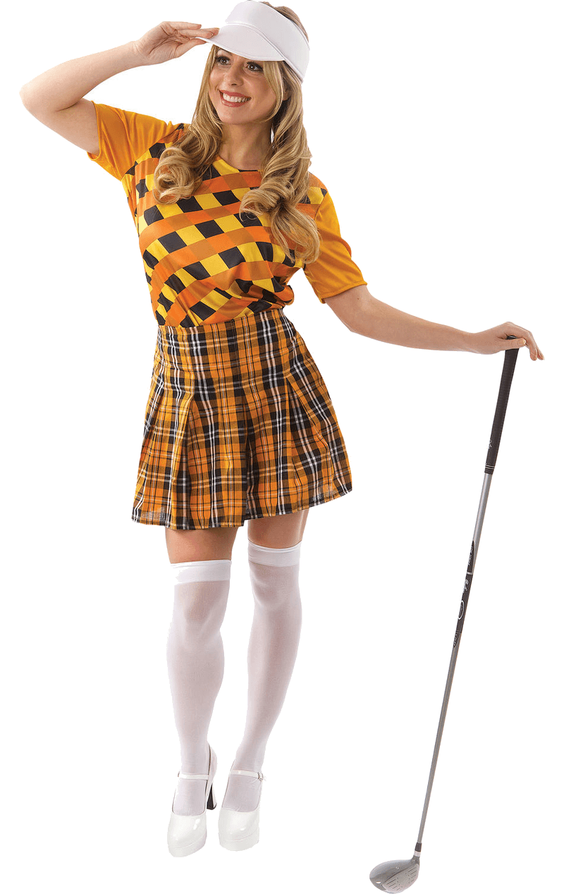 Female Golfer Costume (Orange U0026 Black) - Lady Golfer, Transparent background PNG HD thumbnail