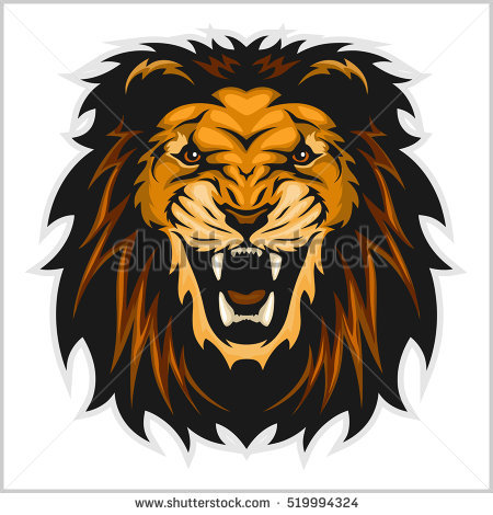 Lion Head Vector Illustration On White Background - Lion Head Roaring, Transparent background PNG HD thumbnail