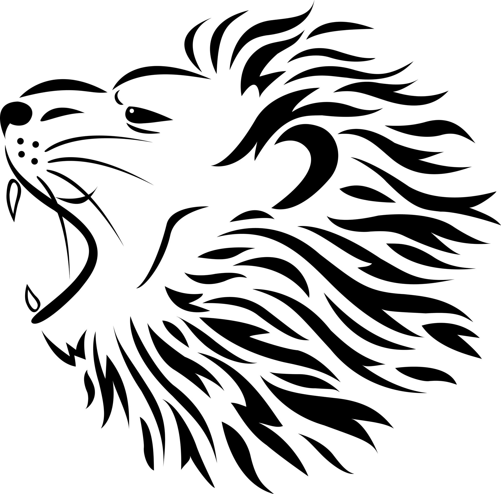 . Hdpng.com Lion Tattoo Black And White 6 Tribal Roaring Lion Head Tattoo Design 2.jpg Hdpng.com  - Lion Head Roaring, Transparent background PNG HD thumbnail
