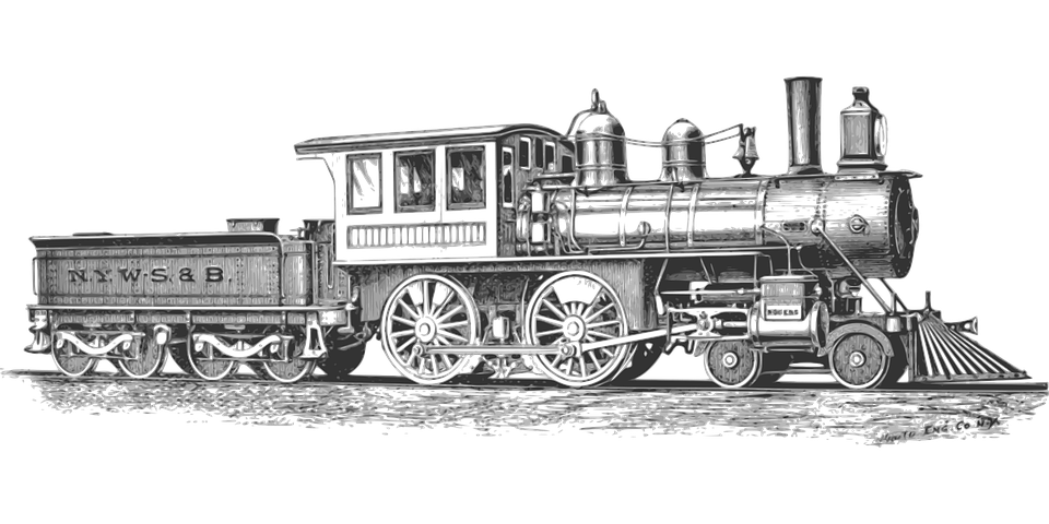 Lokomotive Monochrom Eisenbahn Dampflokomotive - Lokomotive, Transparent background PNG HD thumbnail