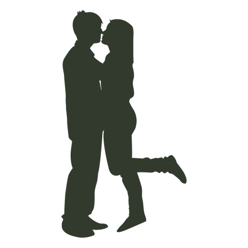 Couple Kissing Silhouette Lifted Girl Leg - Lovers, Transparent background PNG HD thumbnail