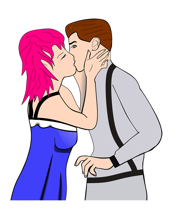 Kissing romance lovers silhou