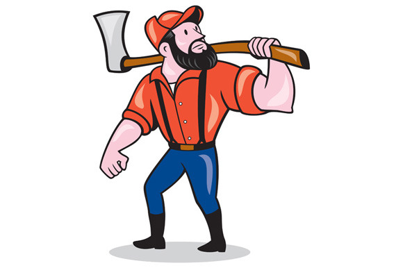 Lumberjack Holding Axe Cartoon By Patrimonio On Creative Market - Lumberjack, Transparent background PNG HD thumbnail