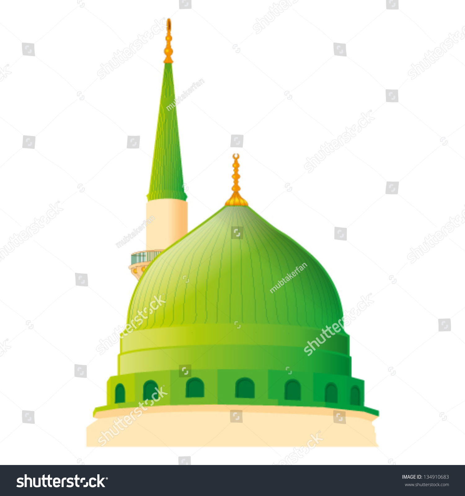 A Vector Draw Of Masjid Nabawi In Madina - Masjid Nabawi, Transparent background PNG HD thumbnail