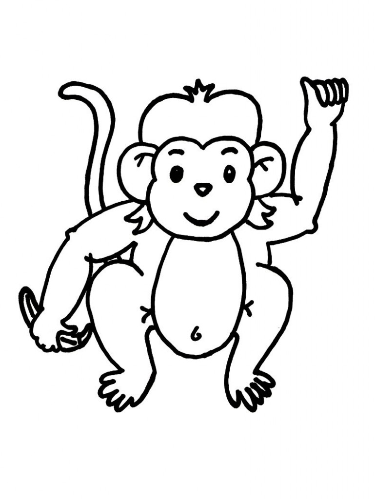 Black And White Monkey Coloring Page - Monkey Black And White, Transparent background PNG HD thumbnail