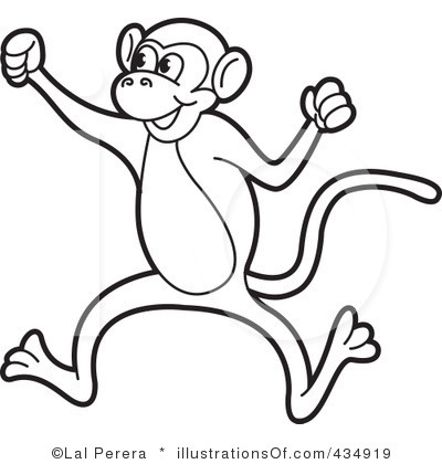 Clipart Monkey Black And White Outline - Monkey Black And White, Transparent background PNG HD thumbnail